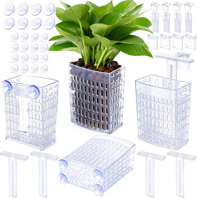 Soporte plantas acuario ajustable con ventosa y gancho 4 pzas