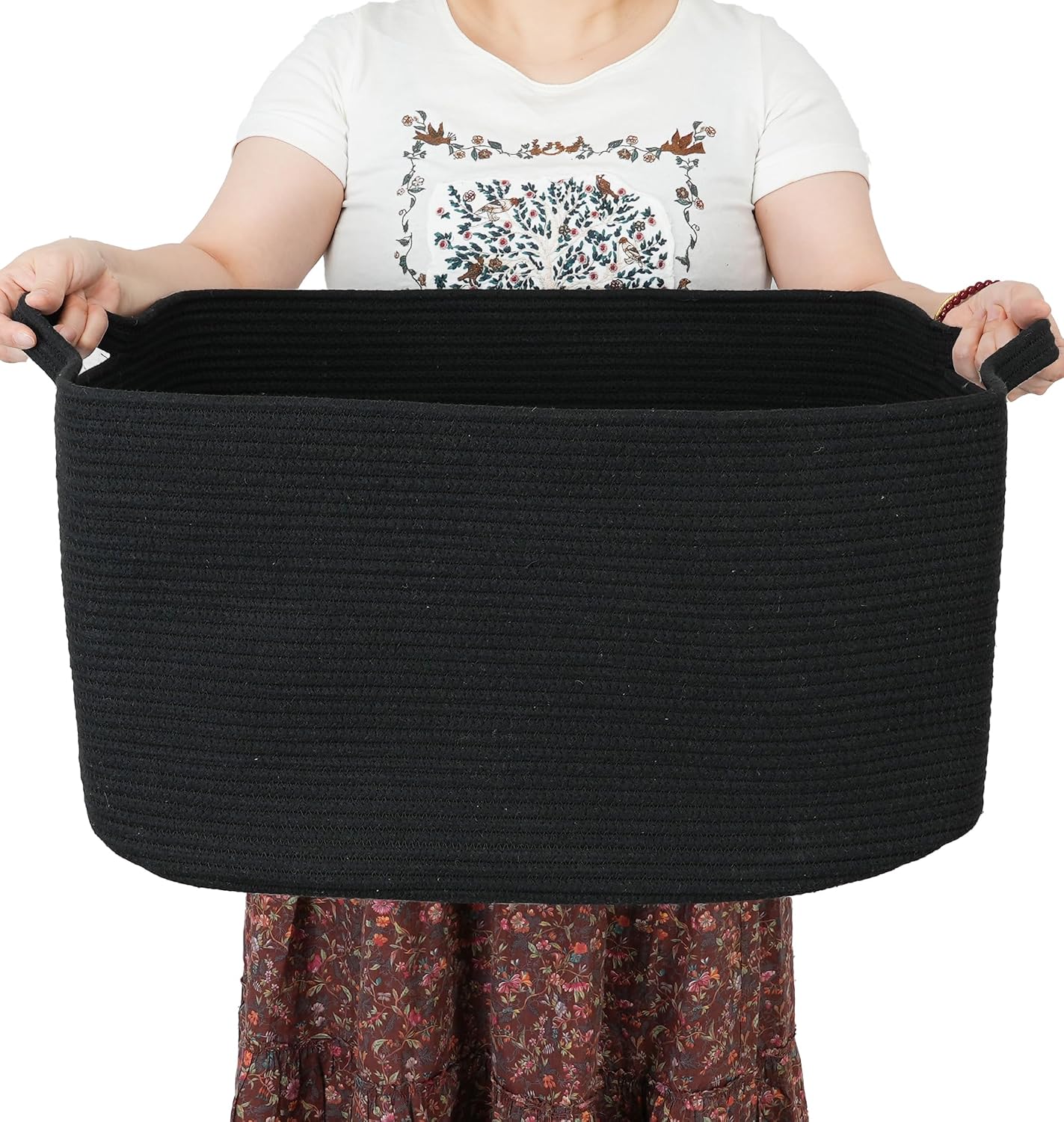 Cesta rectangular de mimbre para mantas y ropa 22x17x12pulg