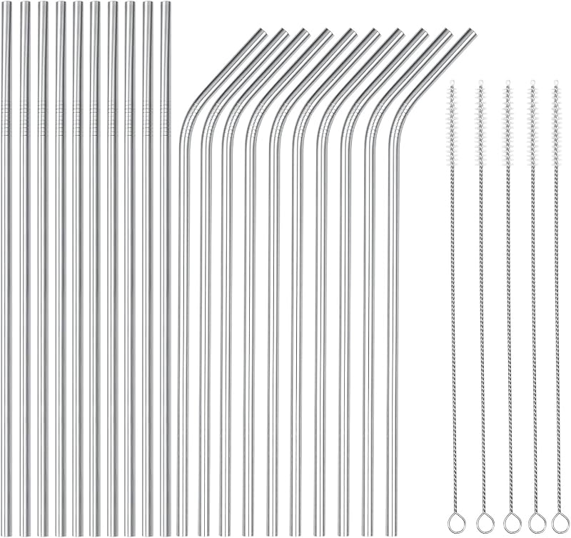 Set 25 Pajitas Acero Inox 10.5pulg Reutilizables 20-30oz