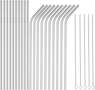 Set 25 Pajitas Acero Inox 10.5pulg Reutilizables 20-30oz