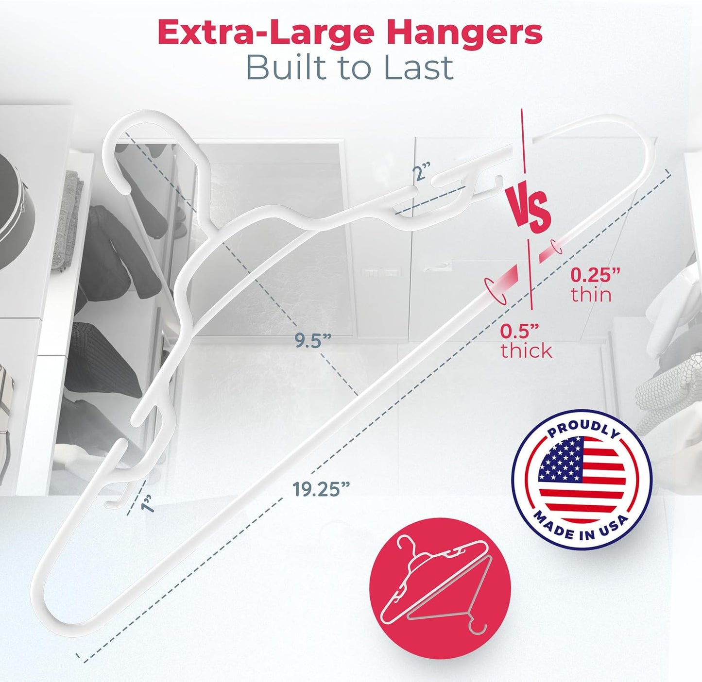 6 Perchas Plástico 10lb para Ropa Grande con Muescas