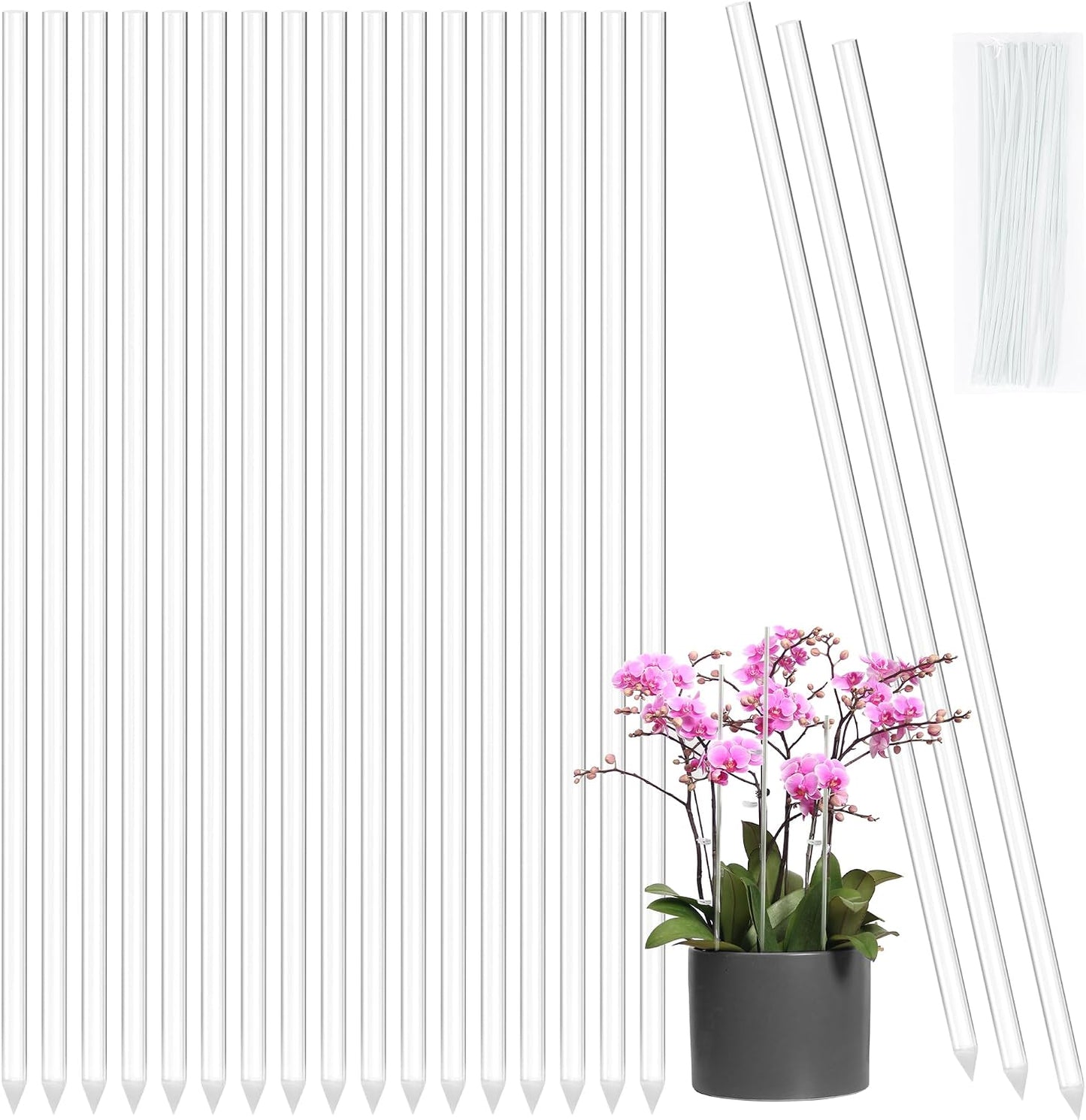 Estacas acrílico orquídeas 20pzas 15.7pulg