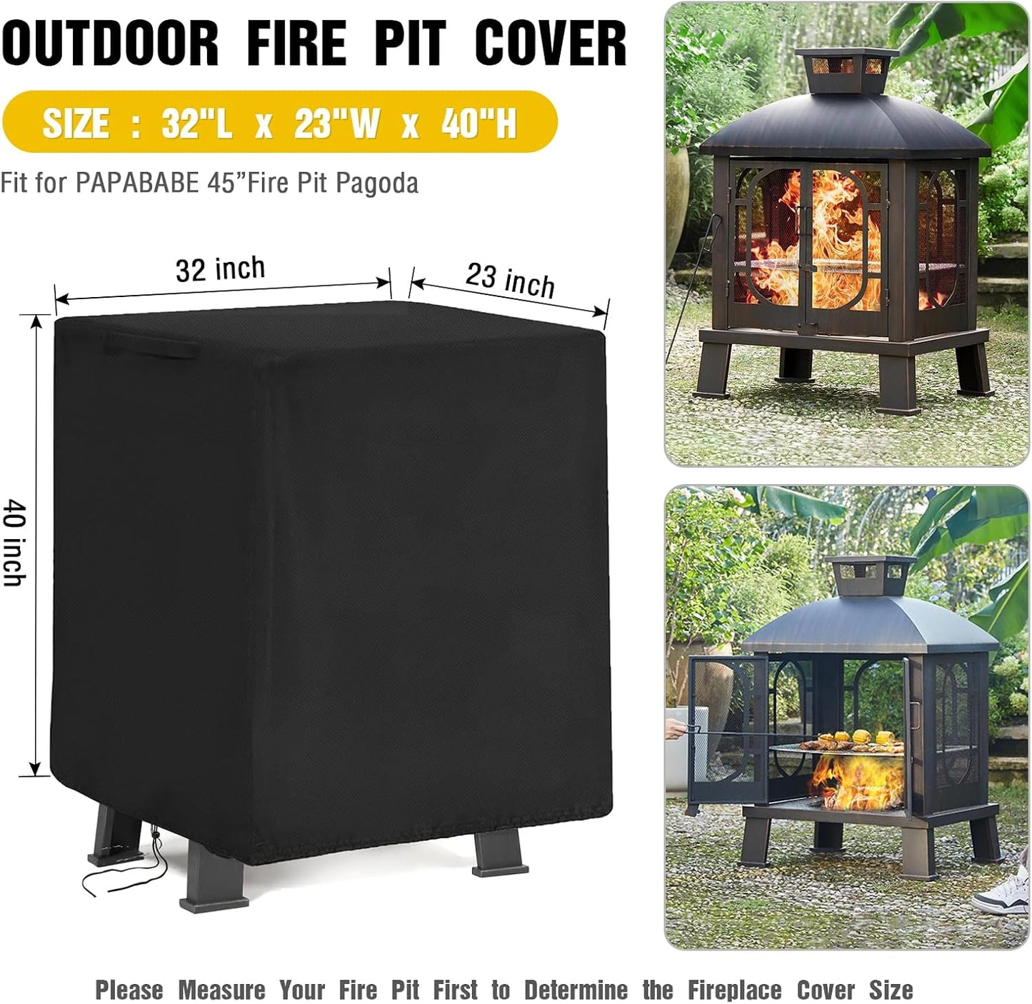 Cubierta chimenea 45" impermeable UV resistente patio