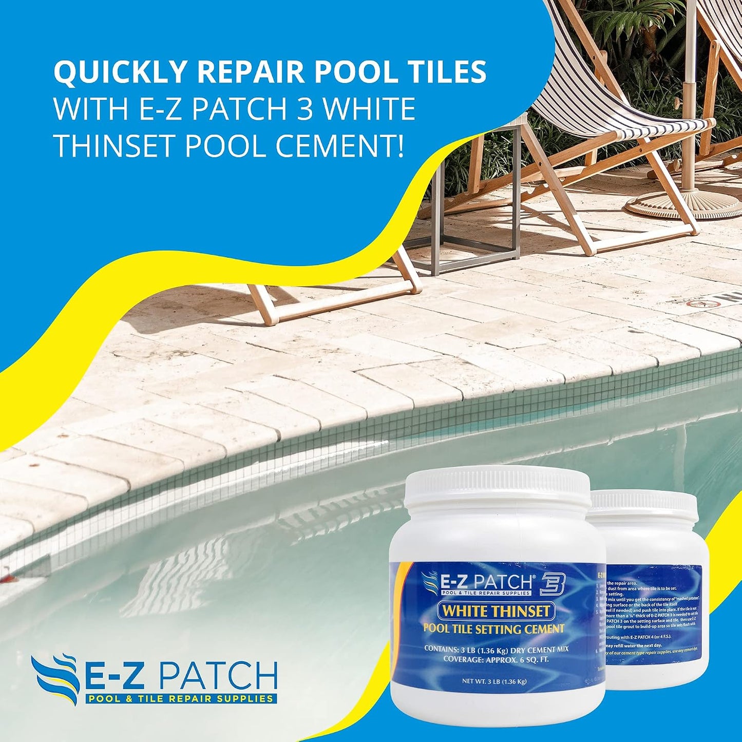 Cemento Fijación Azulejo Piscina 3lbs Blanco