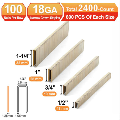 Grapas corona estrecha 1/4 pulg galvanizadas doradas 18 GA