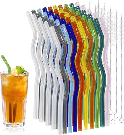 Set 50 popotes vidrio reutilizables con cepillos