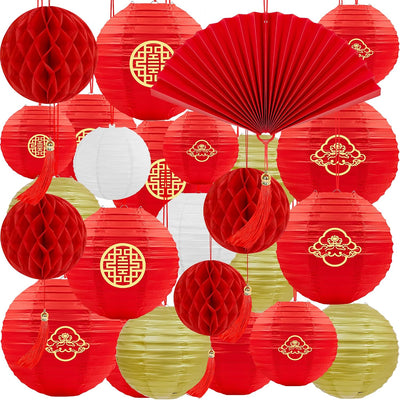 25 unidades decoraciones año nuevo linternas rojo bolas