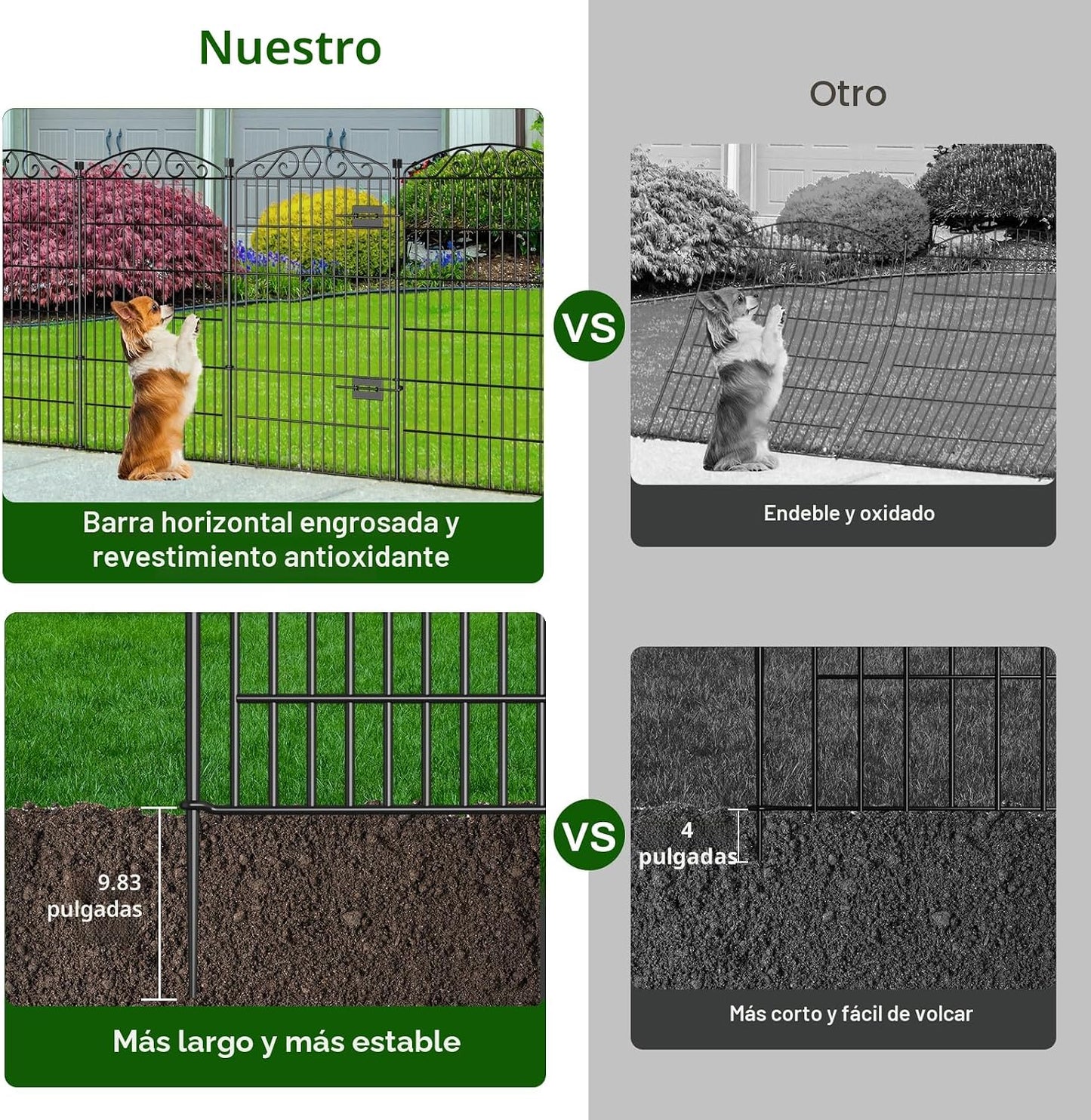 Valla decorativa jardín 12 paneles 42pulg x25.55ft