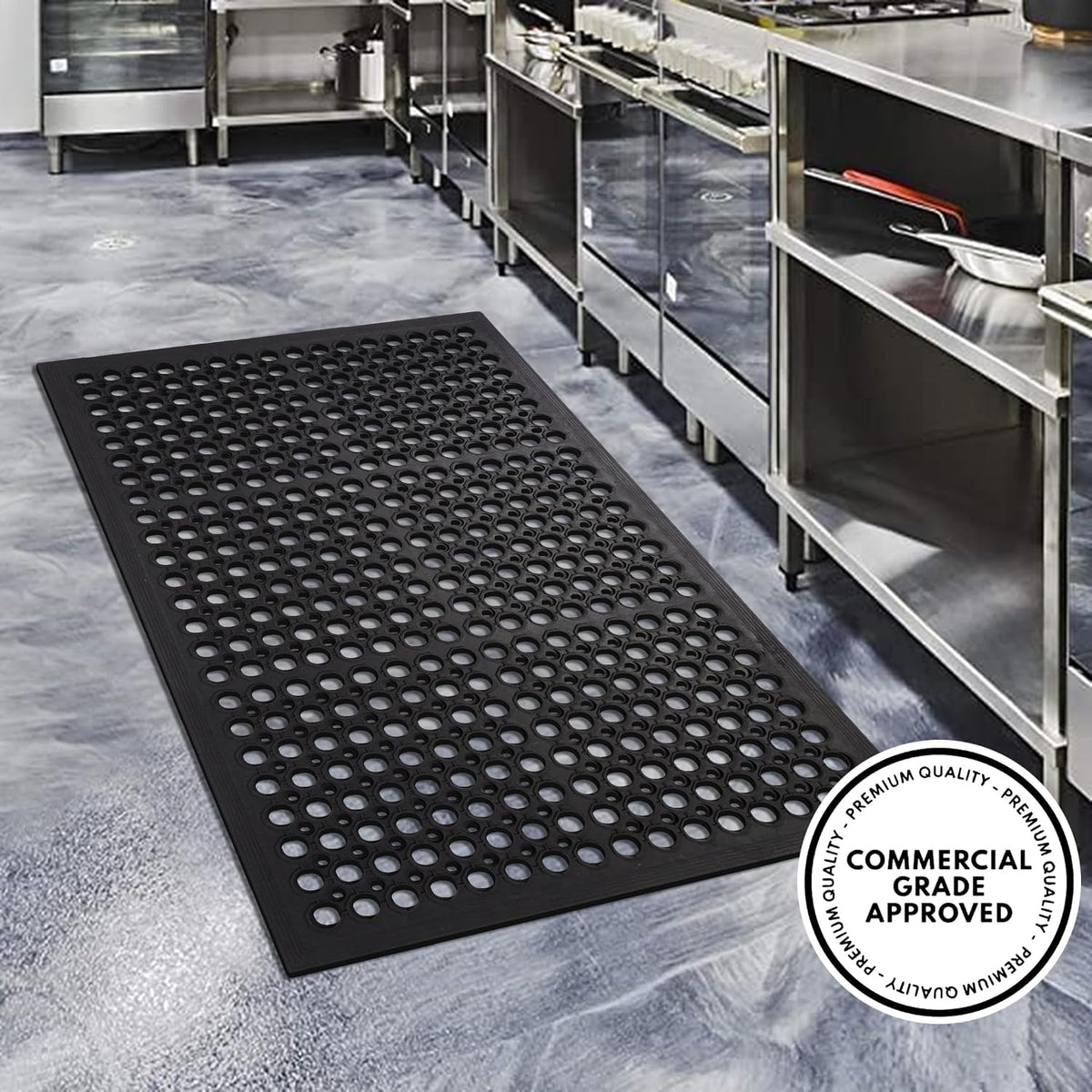 Tapete antifatiga goma con drenaje 32x47pulg