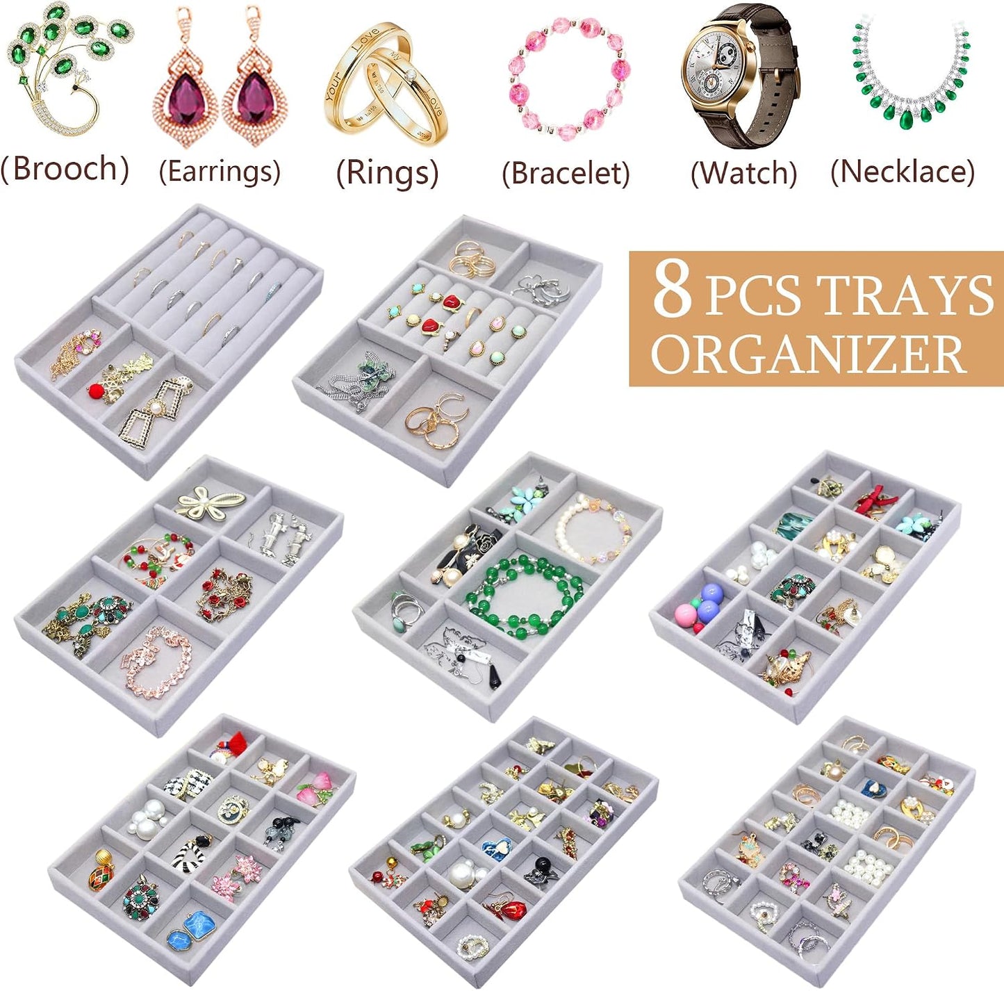 8 Pzas Organiz. Cajón Joyas Terri. Apilable