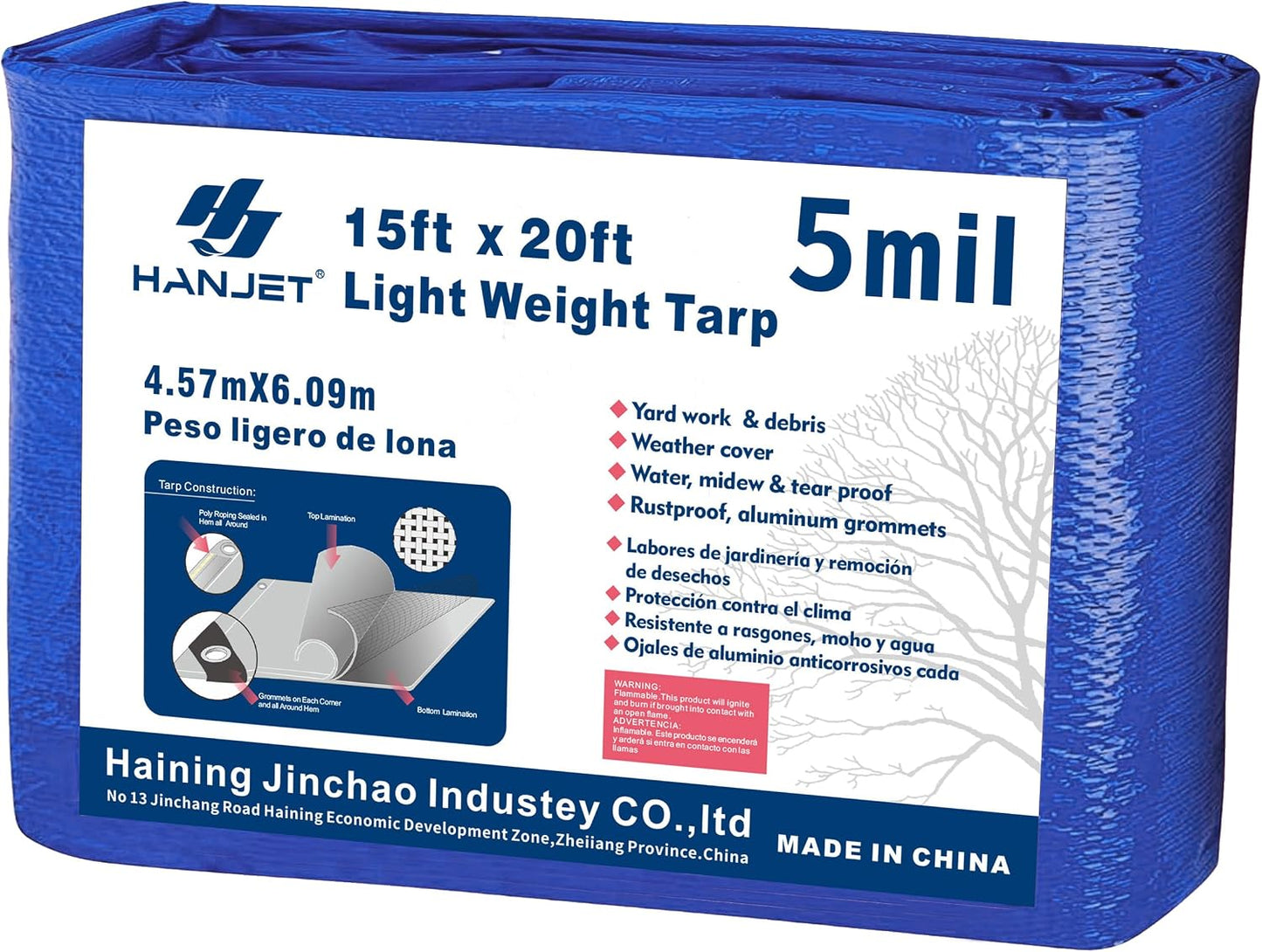 Lona impermeable duradera para camping jardín azul