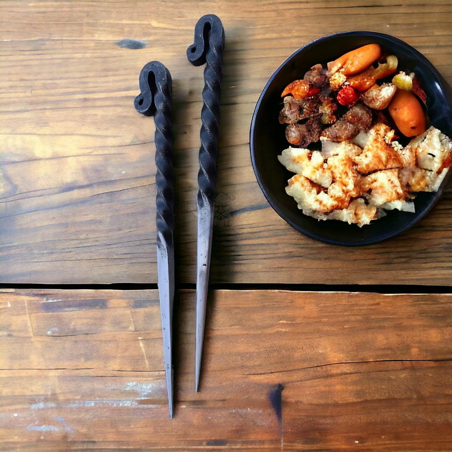 Set 2 Utensilios Hierro Forjado Comer Picos Medievales