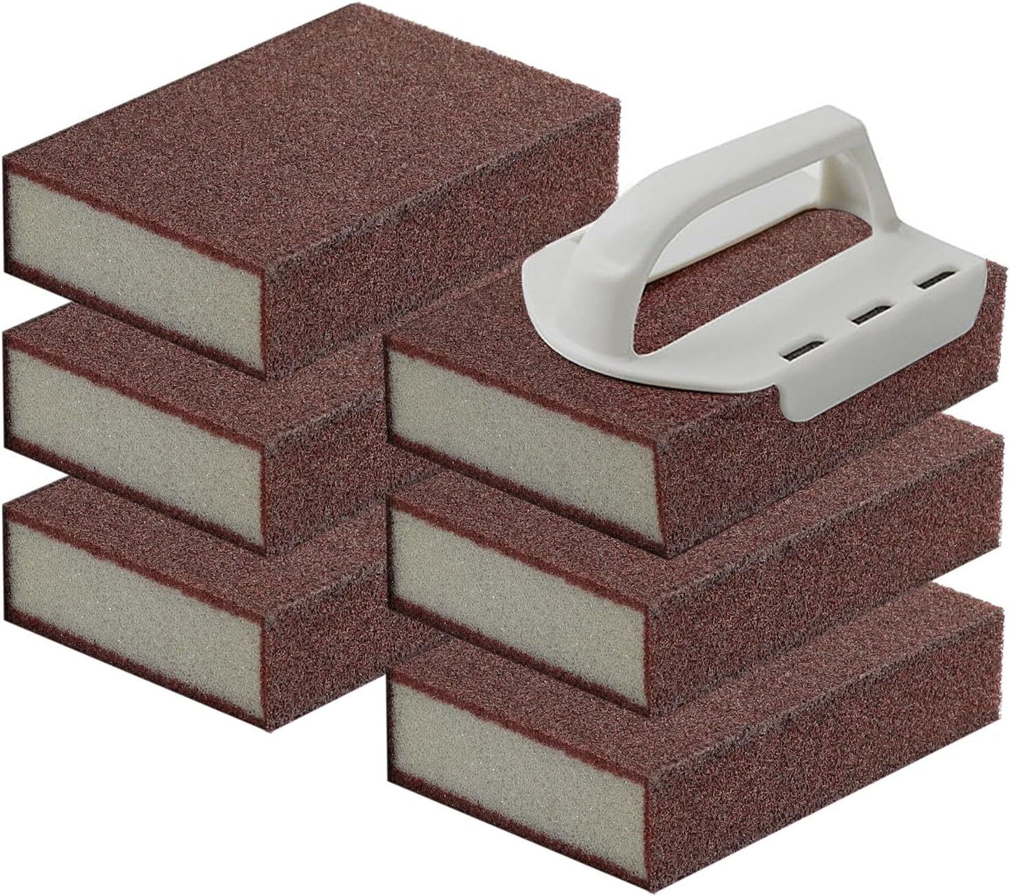 Esponja carborundo 6 pzas mango goma para cocina baño