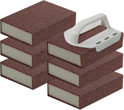 Esponja carborundo 6 pzas mango goma para cocina baño
