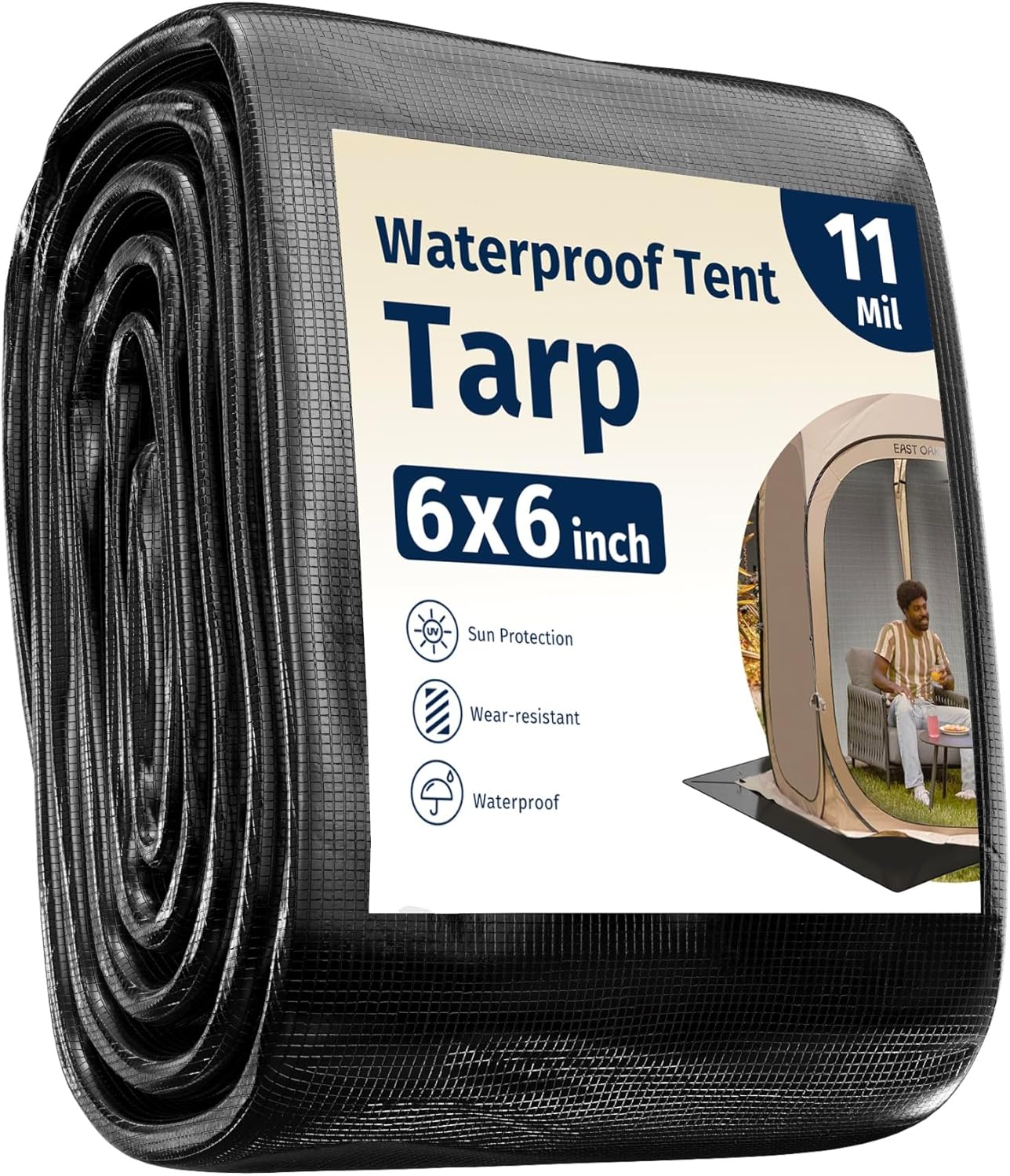 Lona impermeable 6x6ft para casa de campaña y suelo exterior