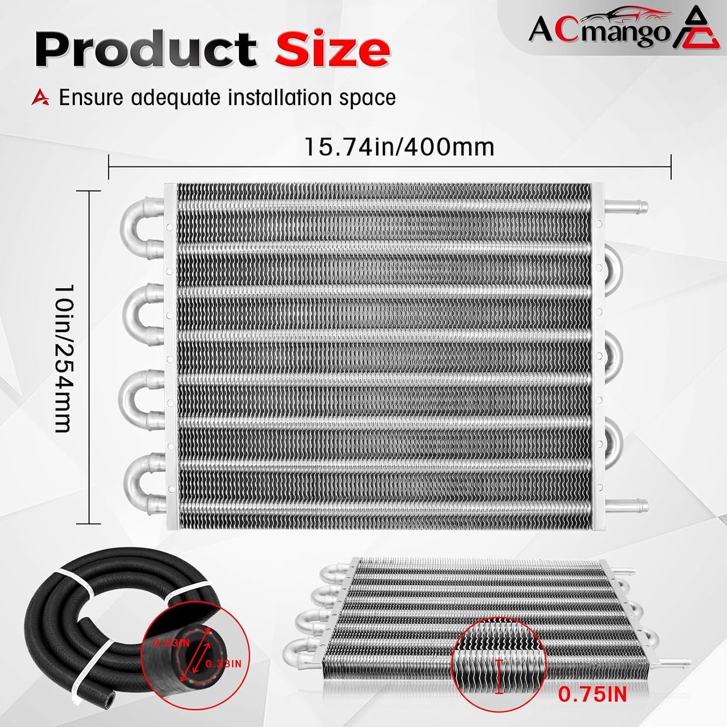 Kit enfriador aceite universal 5/16" aluminio plateado 405