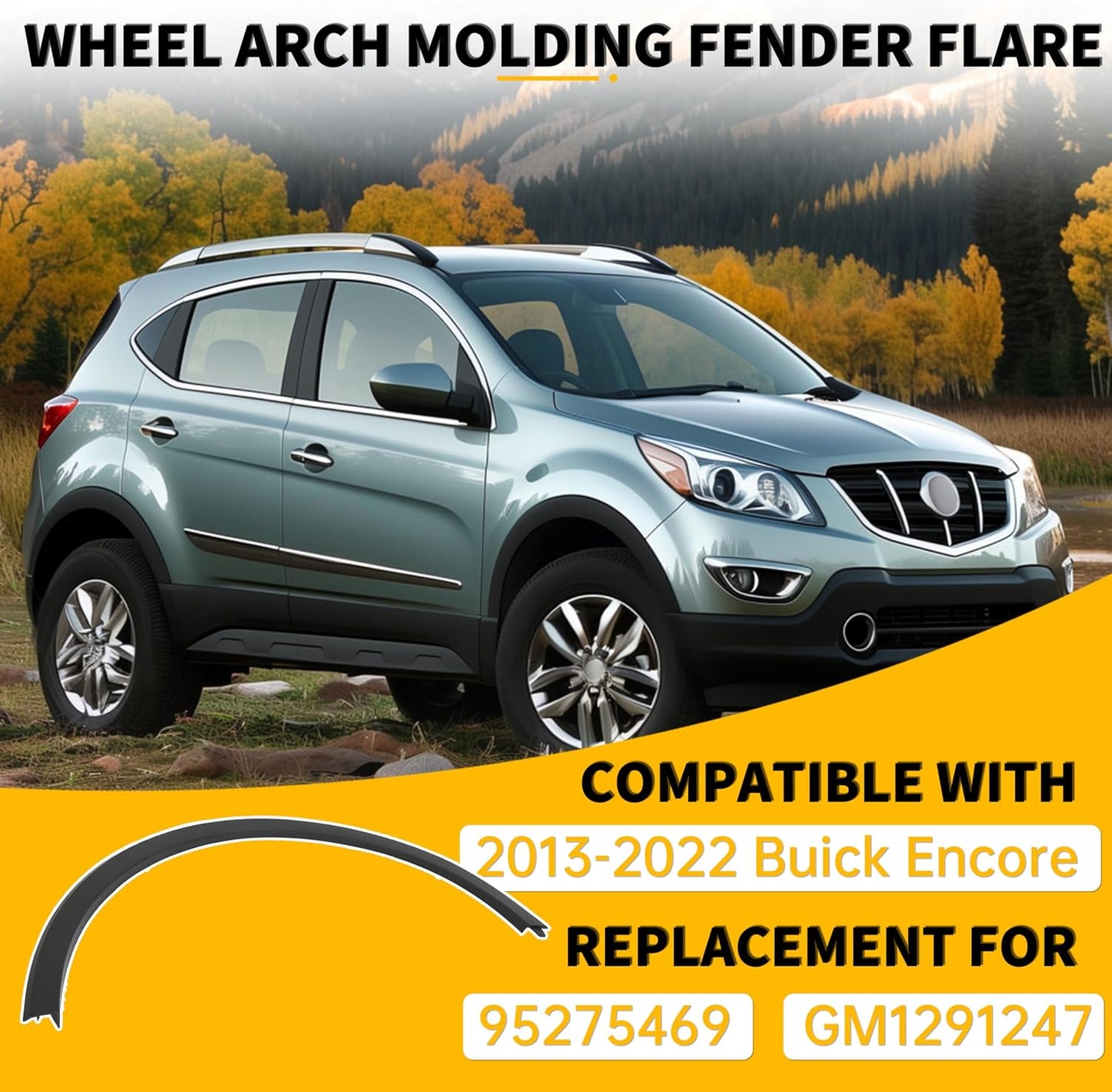 Abalorio guardabarros plástico ABS negro Buick Encore 13-22