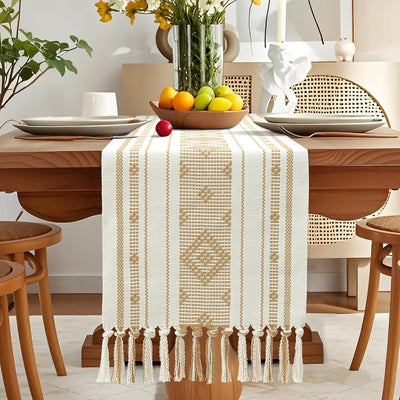 Camino mesa caqui 13x108pulg bohemio rústico macramé decoración
