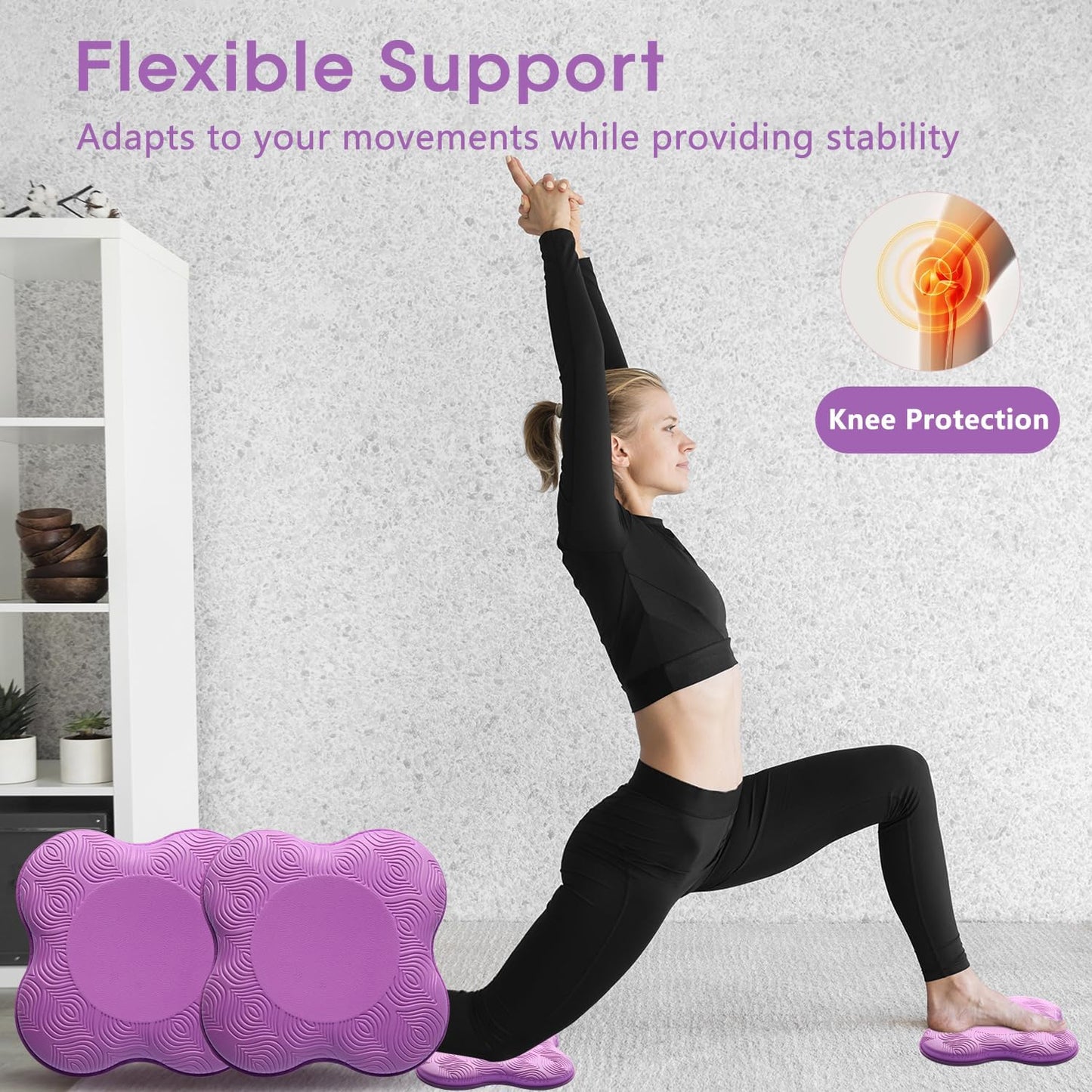 Juego 2 almohadillas rodilla yoga espuma gruesa para mujer y hombre