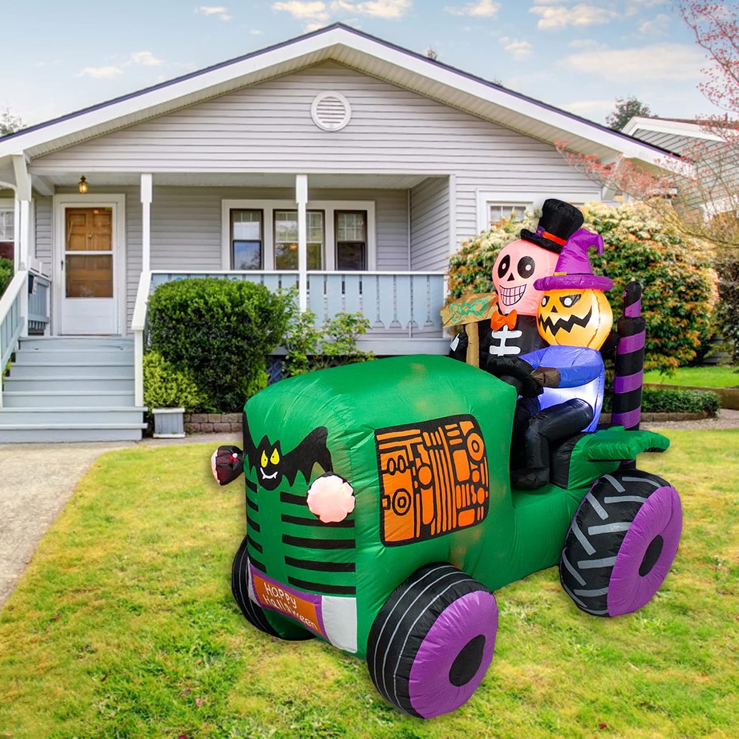 Decoración inflable tractor fantasma con luz LED para