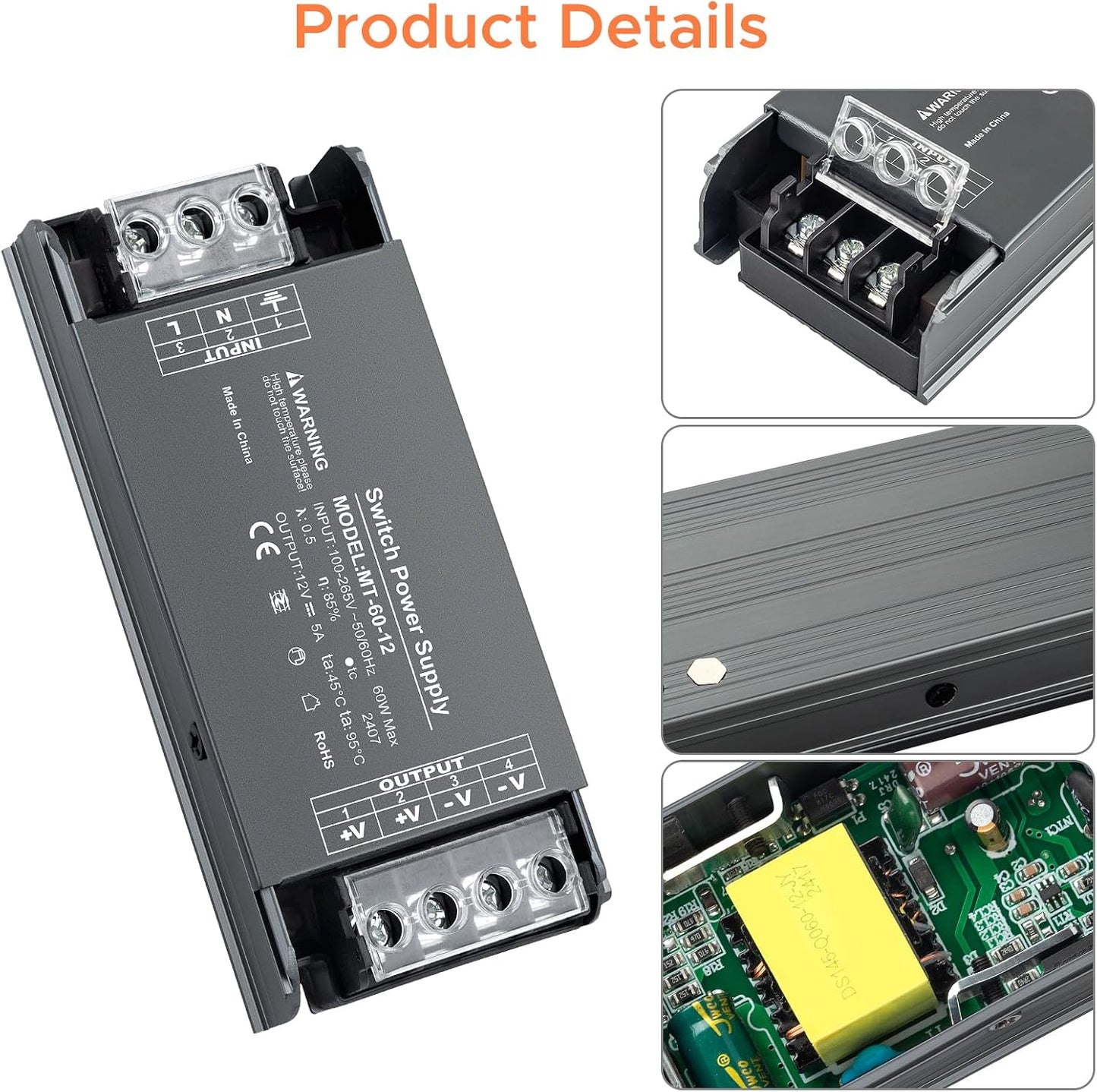 Transformador LED 12V 60W para iluminación hogar