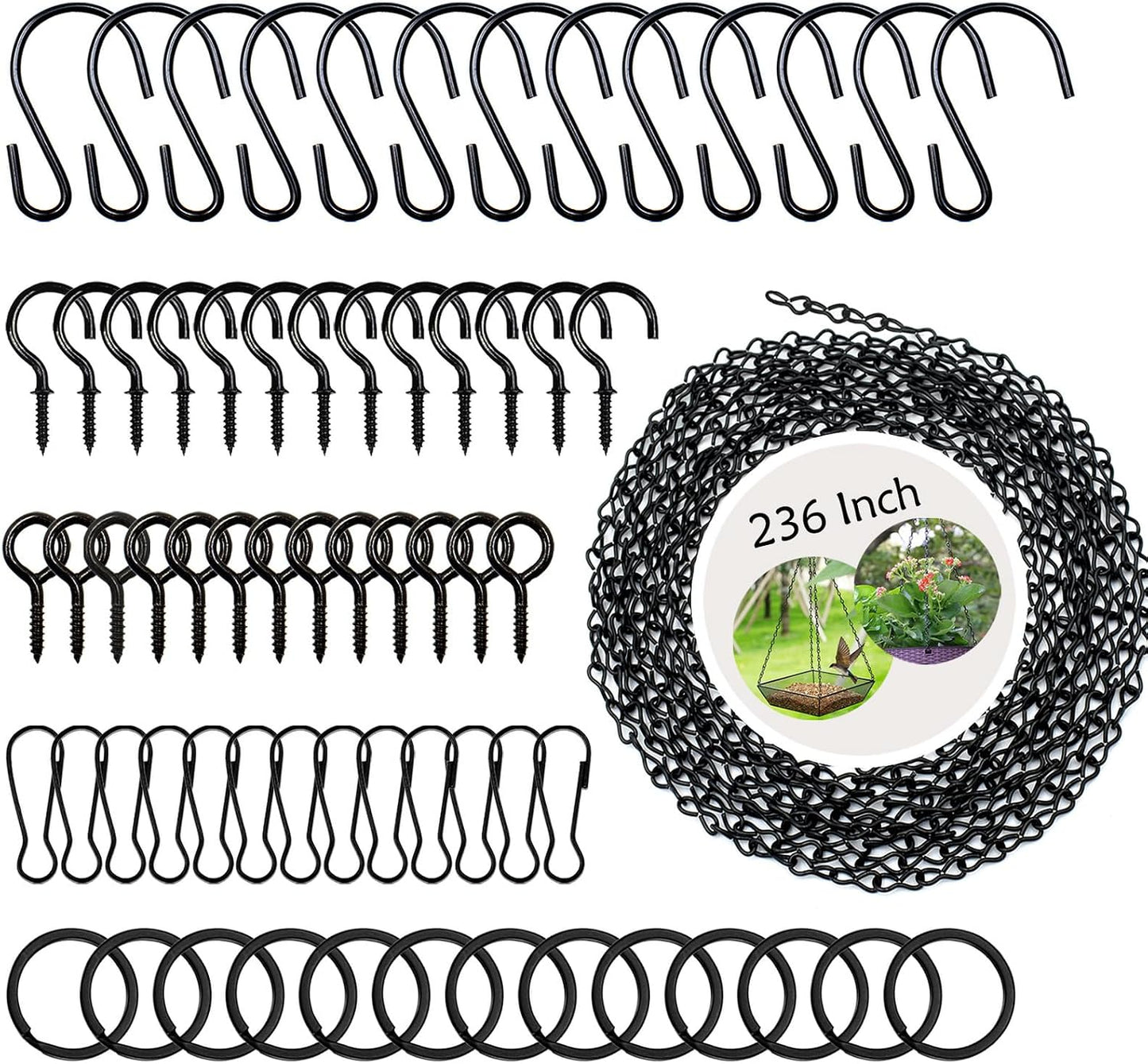 Set cadenas colgantes metal negro para comederos aves