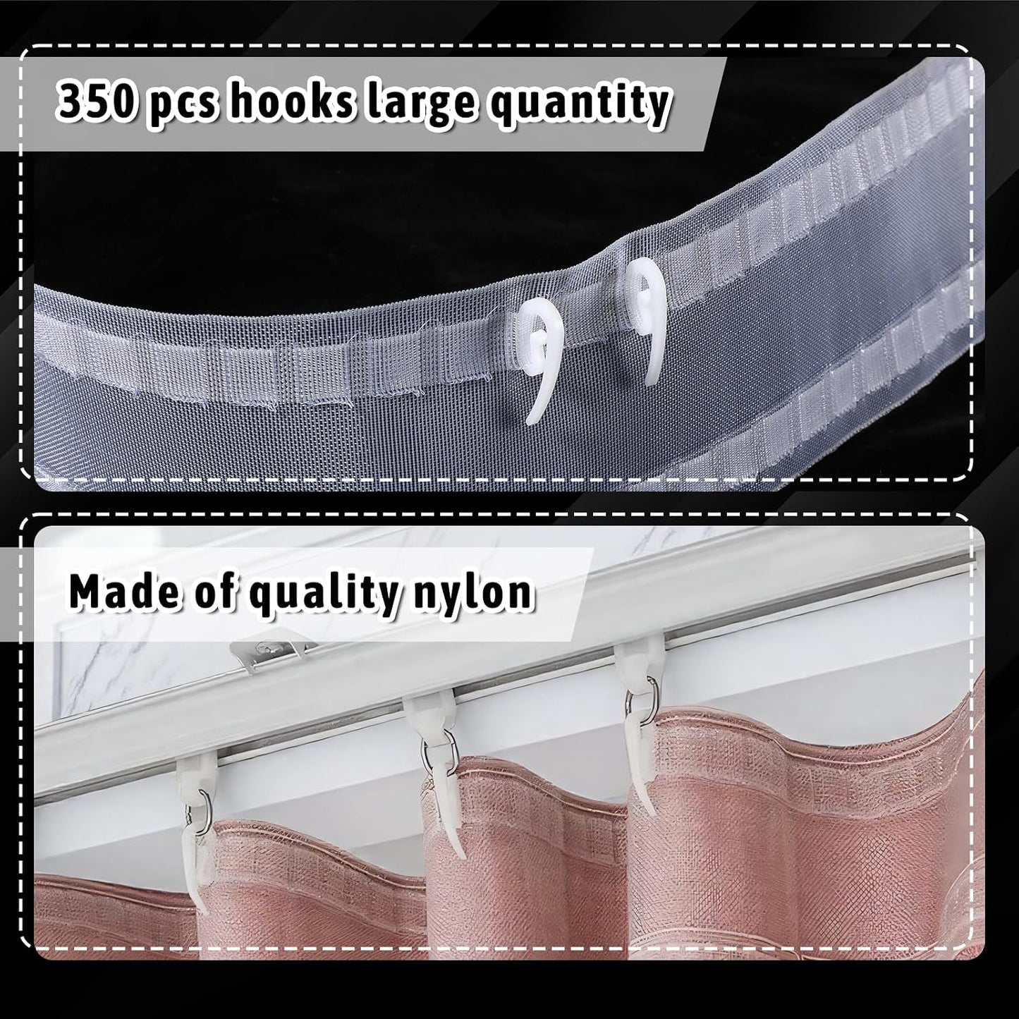 Cinta cortina plegable onda blanca 82ft 350 ganchos