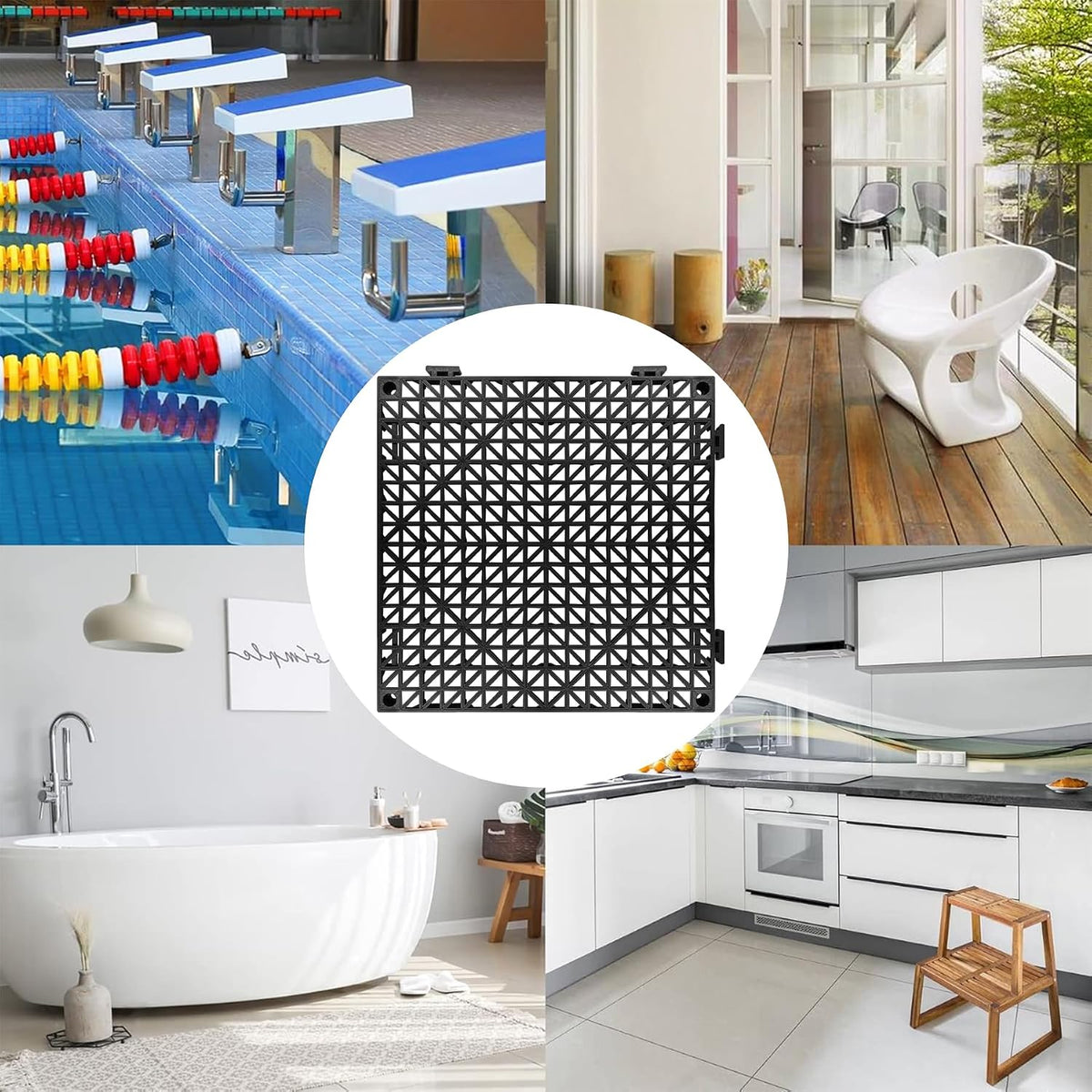 Cojín modular antiderrap para ducha cocina 11.8x11.8pulg