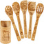 Cucharas bambú decoración hongos soporte utensilios cocina