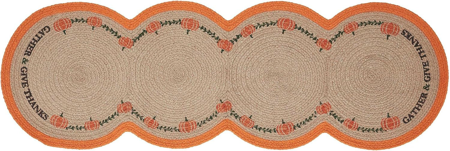 Mesa camino calabaza 12x36pulg algodón trenzado otoño