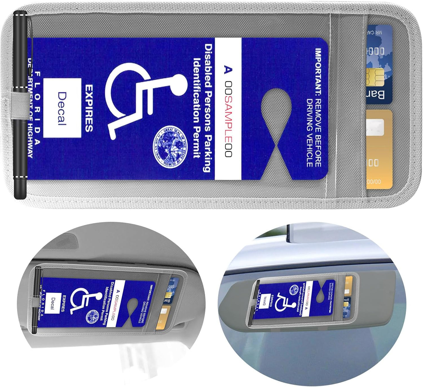 Soporte placa discapacitados automóvil con clip tarjeta