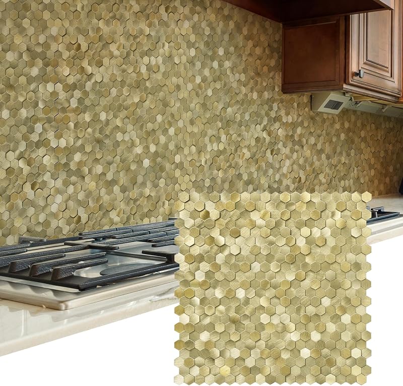 Azulejos 3D hexagonales autoadhesivos cocina baño 8 pzas