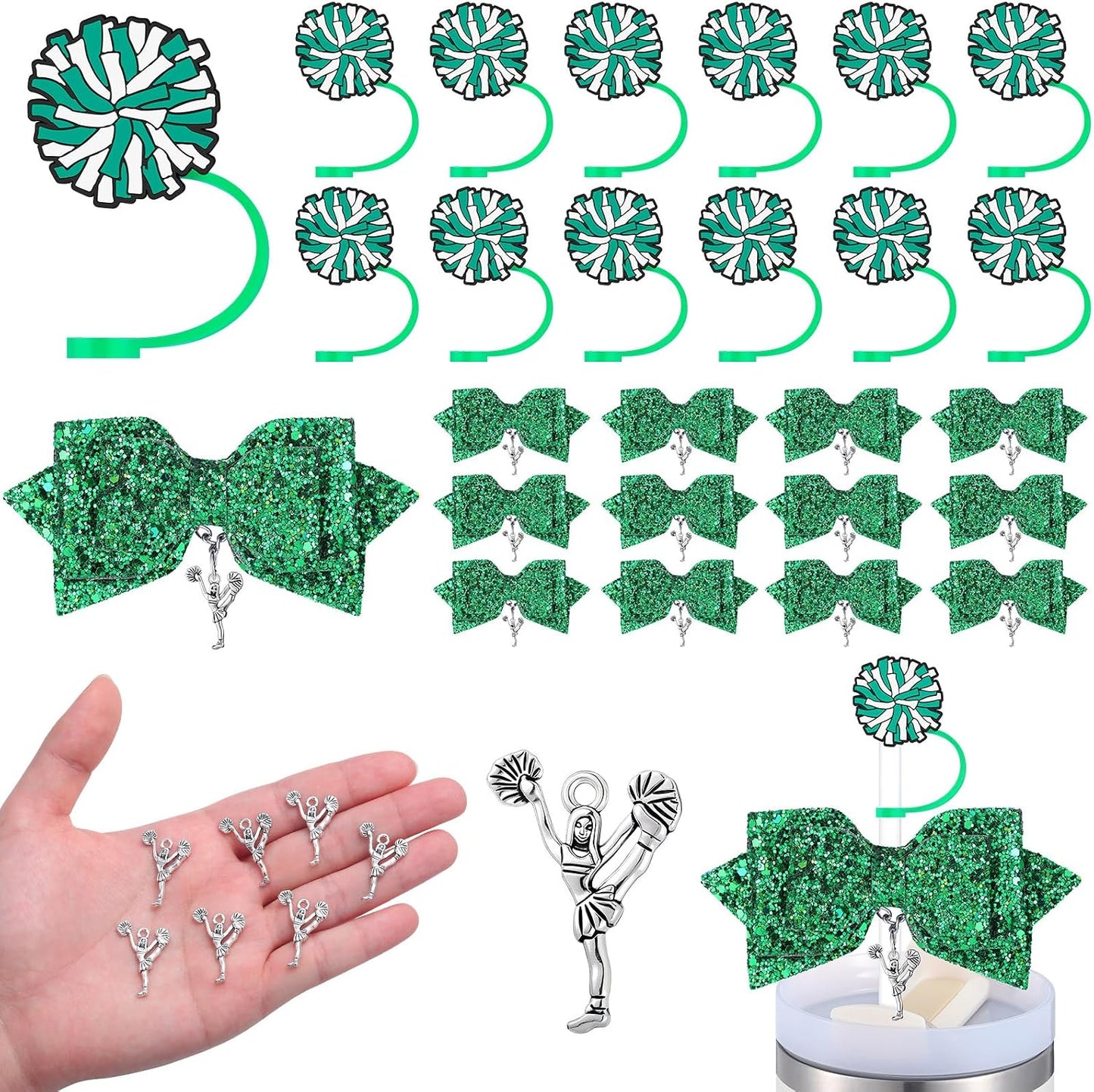 36 Pzas Accesorios Vasos Porrista 12 Cubiertas Pajita Lazos Colgantes