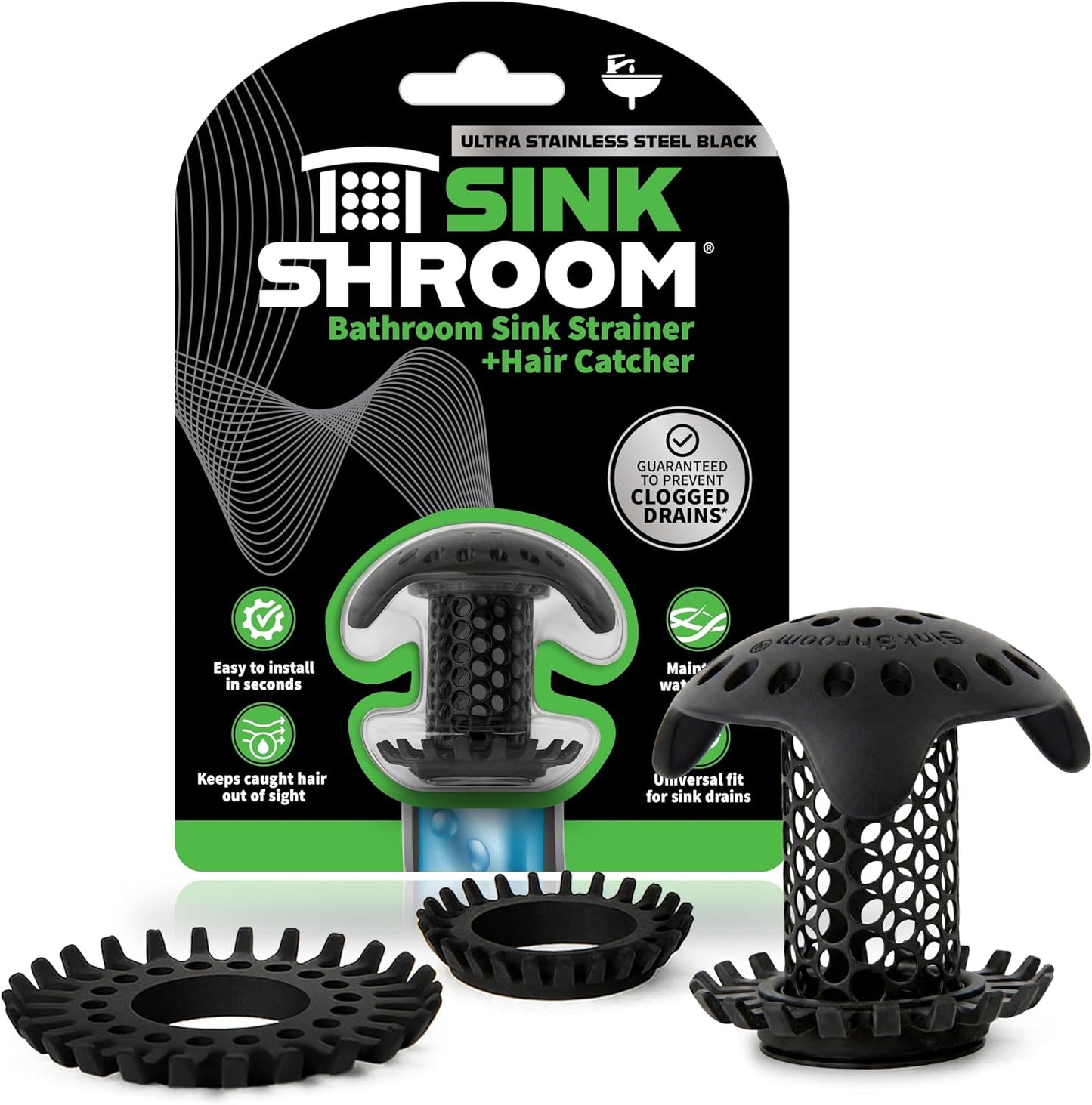Protector drenaje baño acero inox negro mate con adaptadores