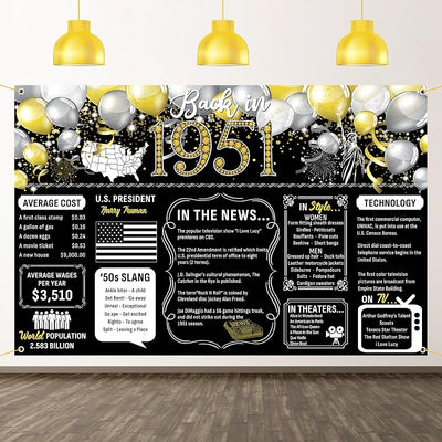 Cartel pared 6x4ft Happy 74th Birthday 1951 decoración