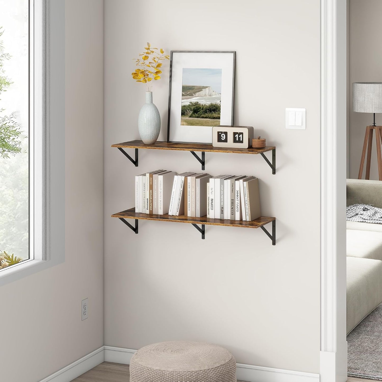 Estantes flotantes 36x12" para libros con soportes