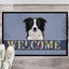 Felpudo Border Collie 18x27pulg azul antiderrap lavable