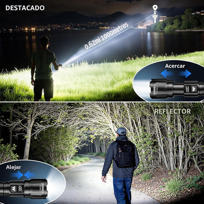 2 Linternas LED Recargables 6000 Lúmenes Impermeables 3 Modos