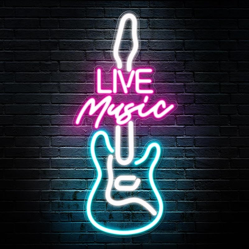 Letrero LED guitarra con música para estudio bar dormitorio