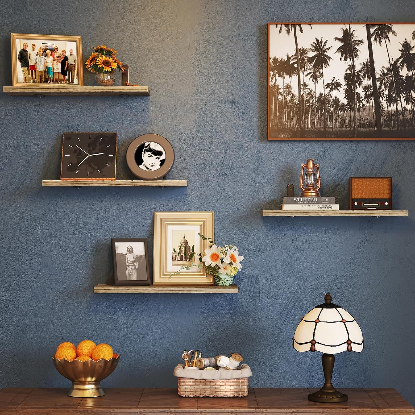 4 Pzas Estantes Flotantes Madera para Decoración Dormitorio