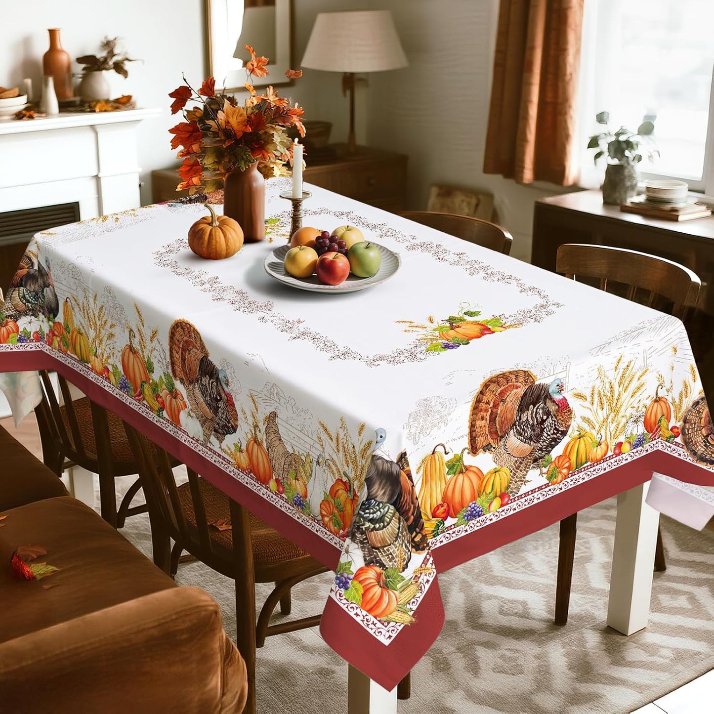 Mantel Acción de Gracias 60x120pulg Impermeable Rectangular