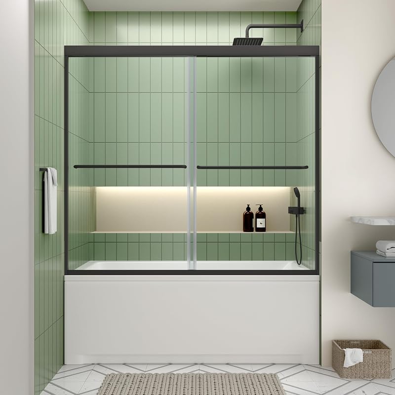 Puerta ducha deslizante 56-60pulg x58pulg vidrio templado