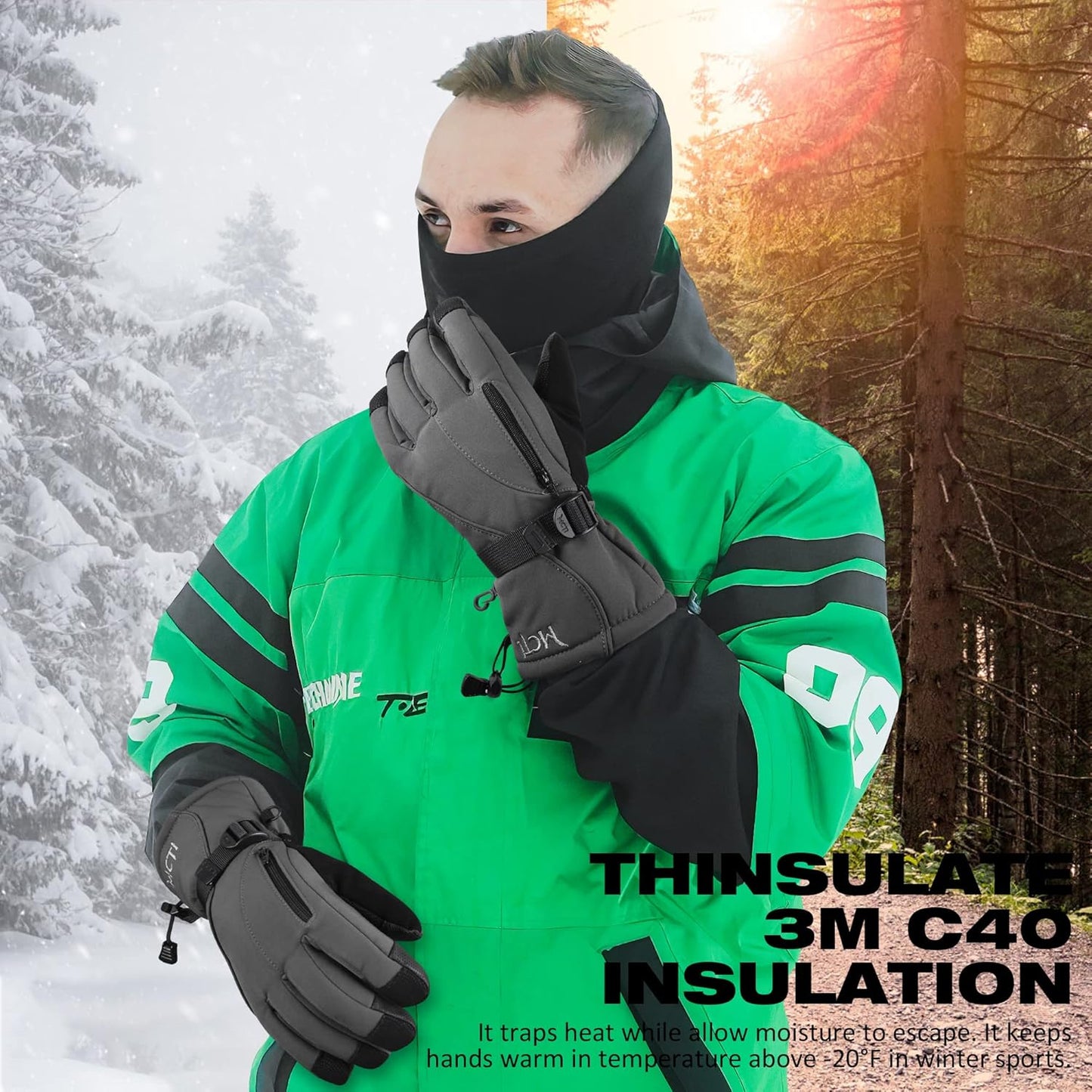 Guantes impermeables para esquí y snowboard 3M Thinsulate