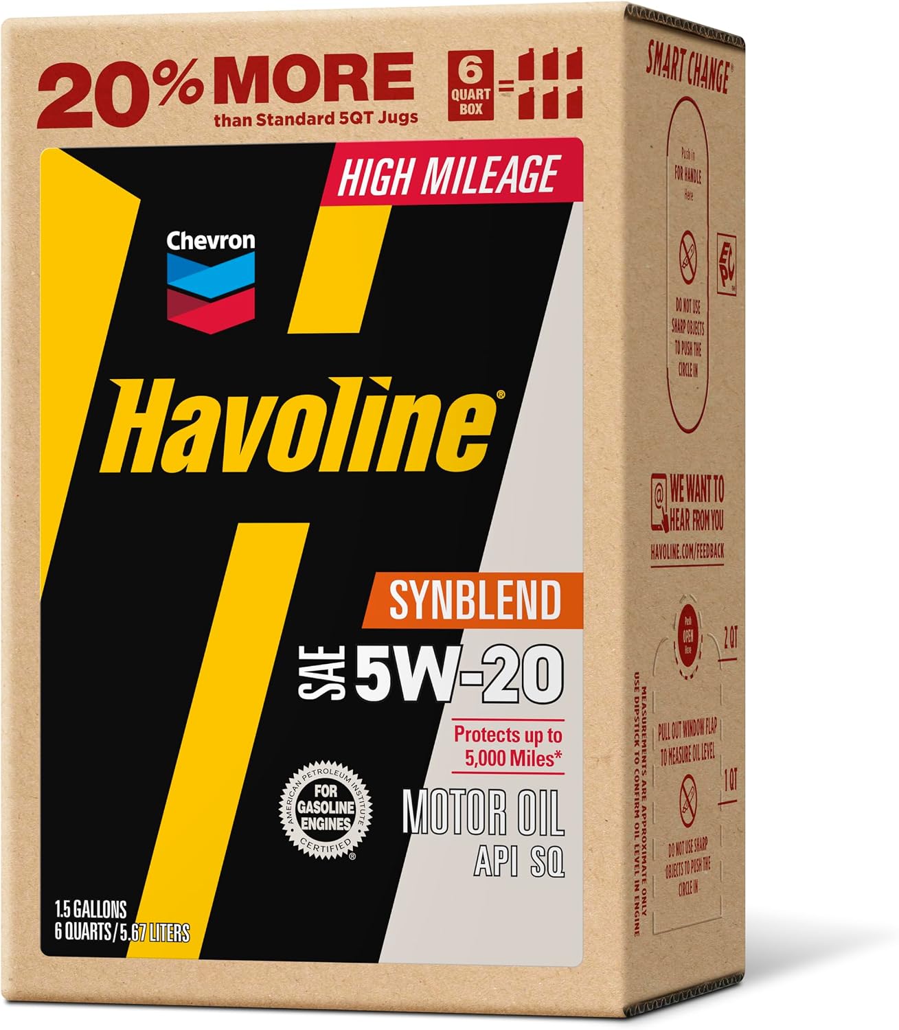 Aceite motor 5w20 sintético Smart Change 6qt pack 1