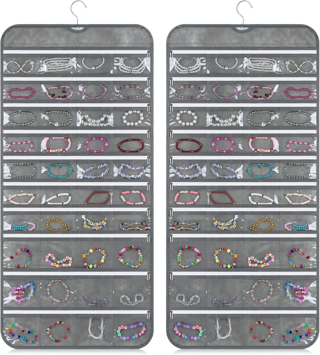 2 Pack Organiz. Joyas Colgante con 80 Bolsillos Cremallera
