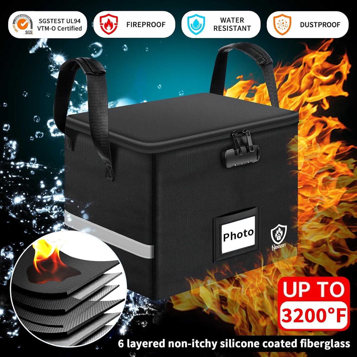 Caja ignífuga con cerradura 4x6pulg y 8x12pulg
