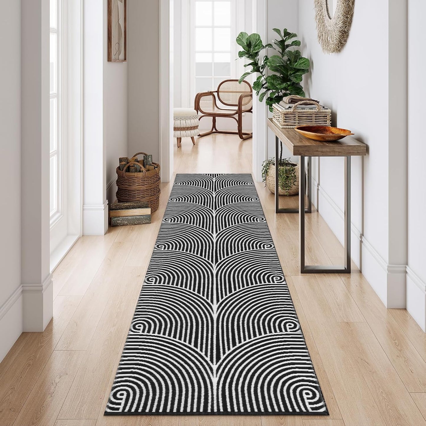 Alfombra pasillo 2.6x10ft reversible algodón tejida a mano