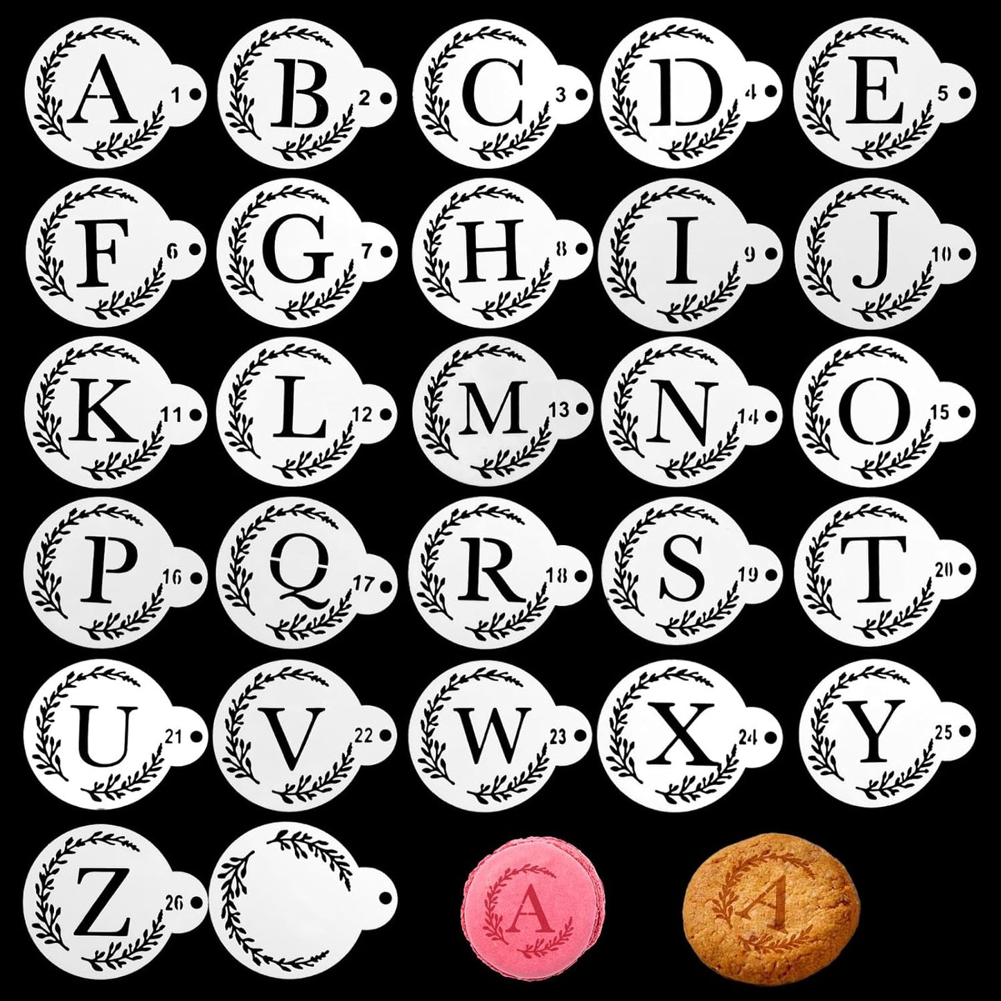 Plantillas de letras para galletas pequeñas reutilizables de 3 x 3.6 pulgadas