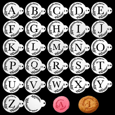 Plantillas de letras para galletas pequeñas reutilizables de 3 x 3.6 pulgadas