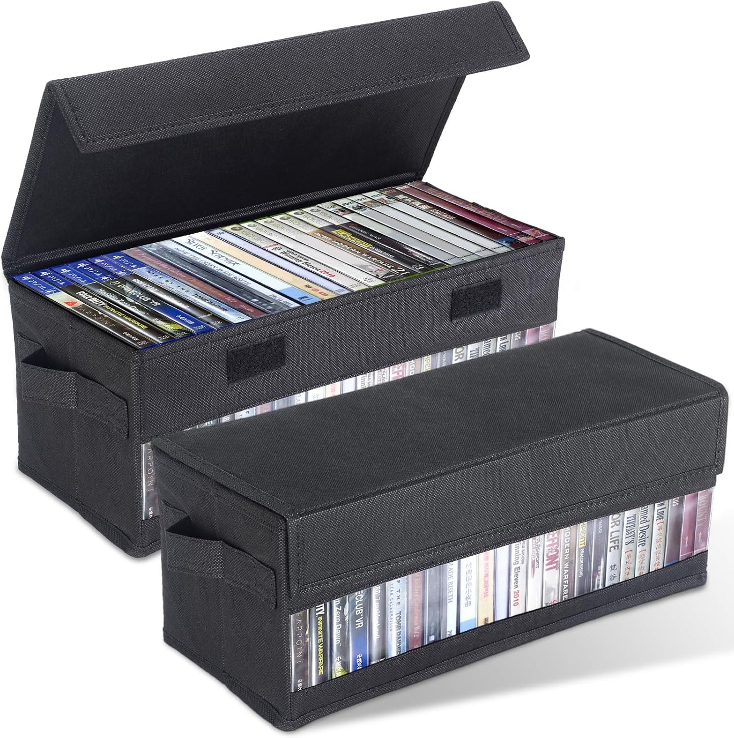 Cajas almacenamiento CD 14x5.9x5.3" con tapas 2 Pzas